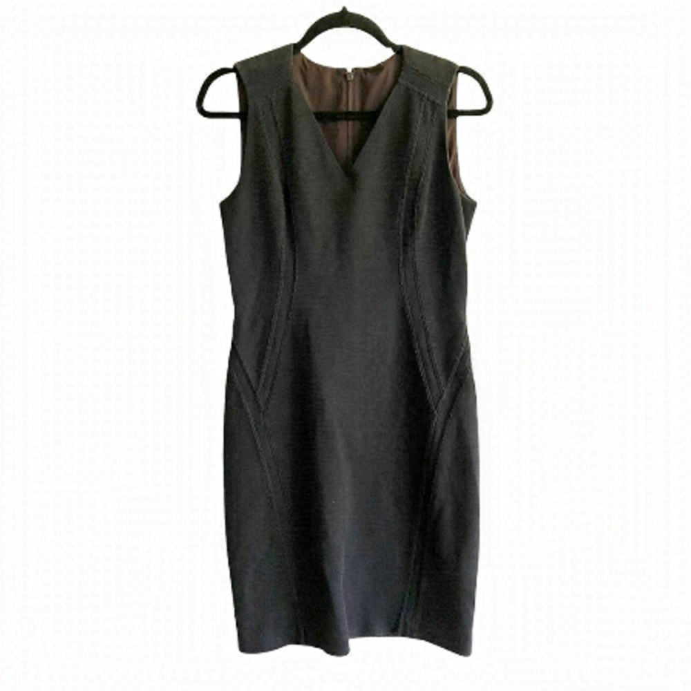 ELIE TAHARI Cotton Sleeveless Knee Length Midi Sheath Dress Black 6